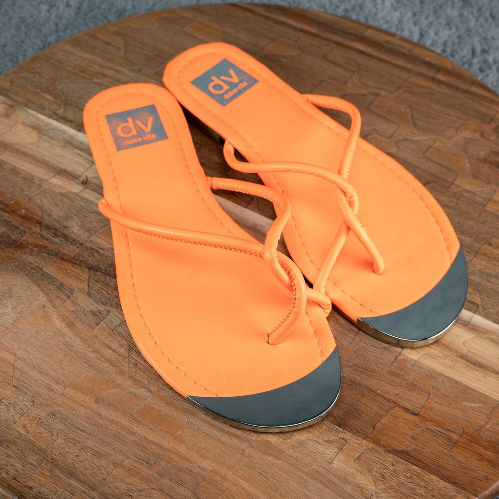 Dolce Vita Womens Penni Orange‎ T-Strap Sandals Size 6.5 NEW